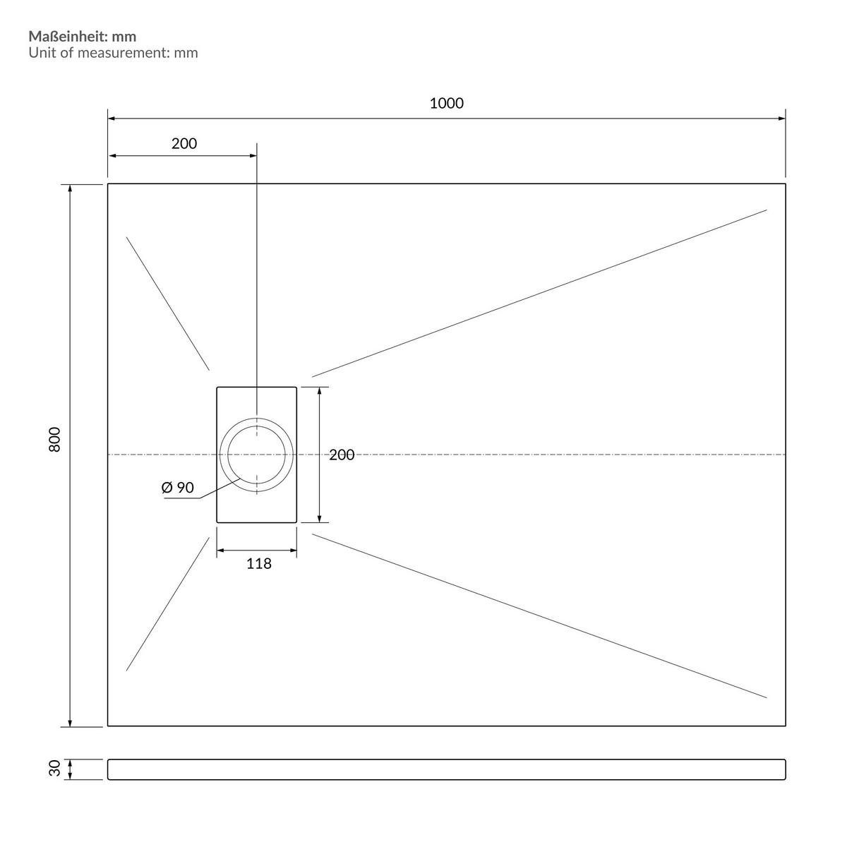 SPRCHOVÁ VANICKÁ VANA 100x80 cm černá s odtokovou sadou z SMC - černá, plast (80/3/100cm) - LuxeBath