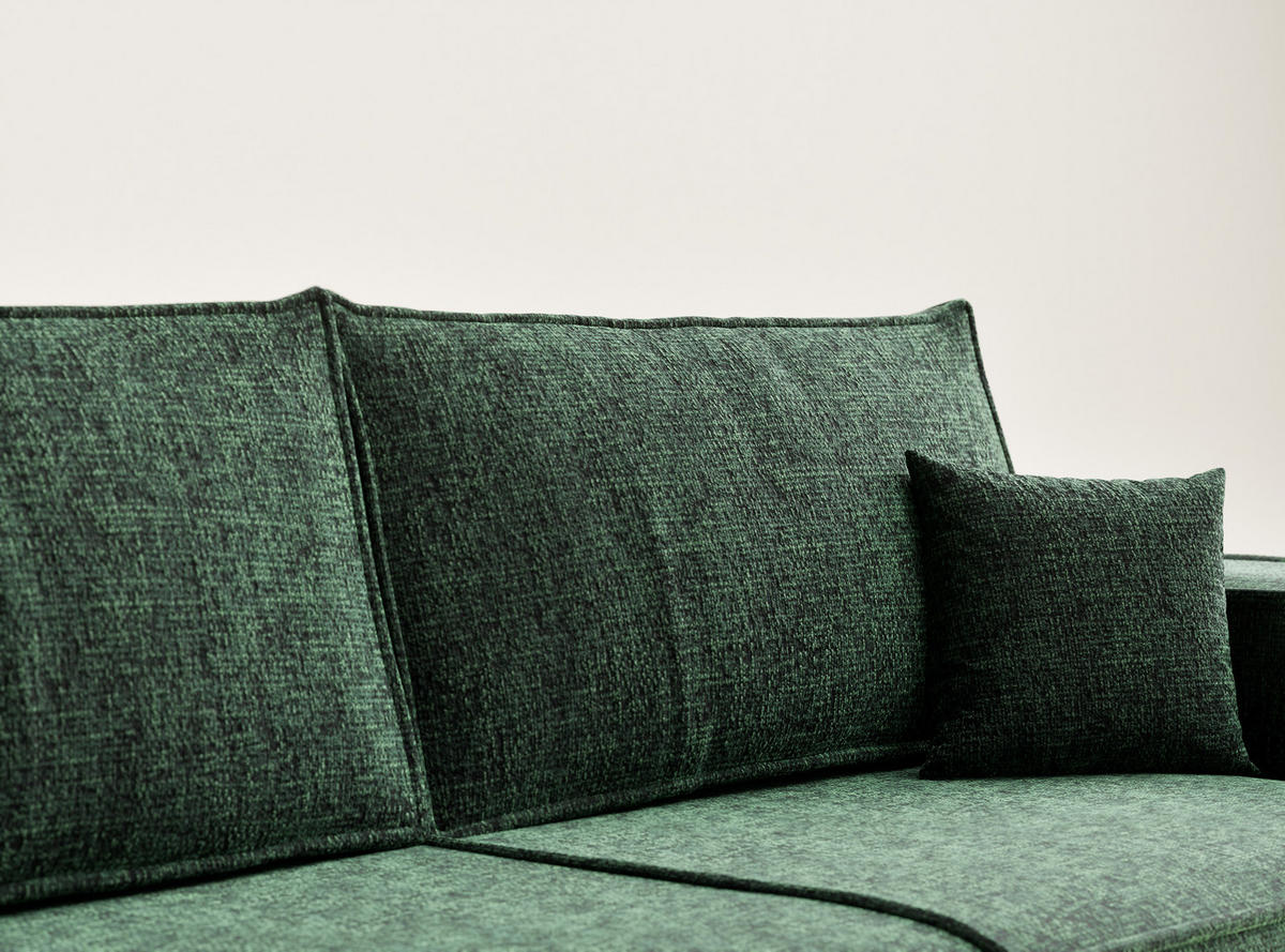 SOFA MIT SCHLAFFUNKTION Milos Dunkelgrün Chenille-Stoff - Dunkelgrün/Schwarz, Holz/Holzwerkstoff (255/70/105cm) - Maison de Reve