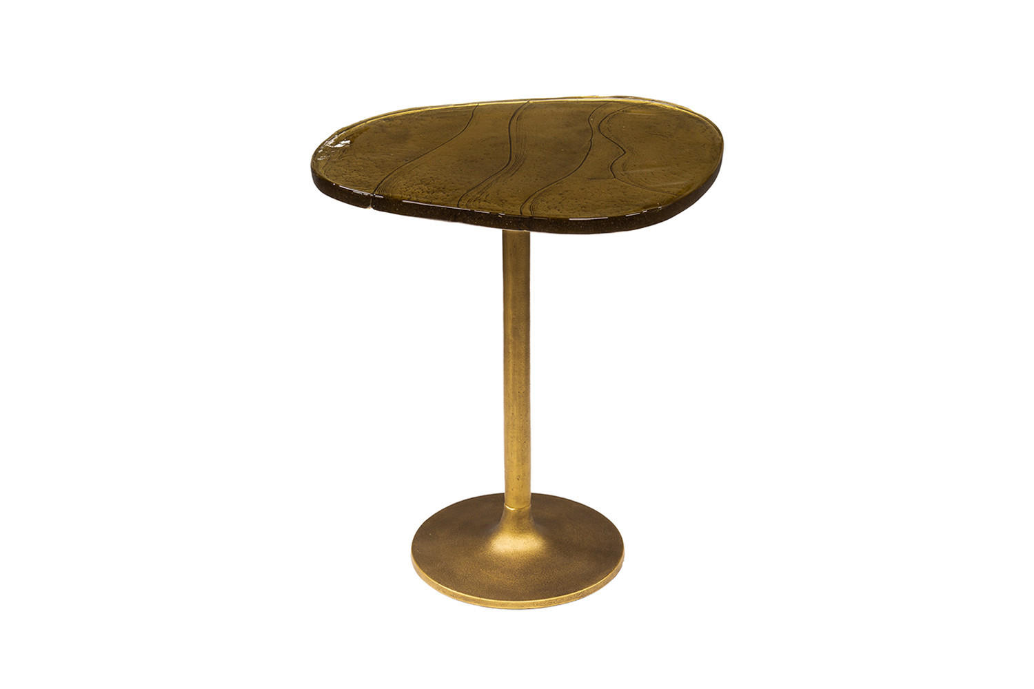 BEISTELLTISCH DARI Gold Glas - Goldfarben, Glas/Metall (50/42/55cm) - KAWOLA