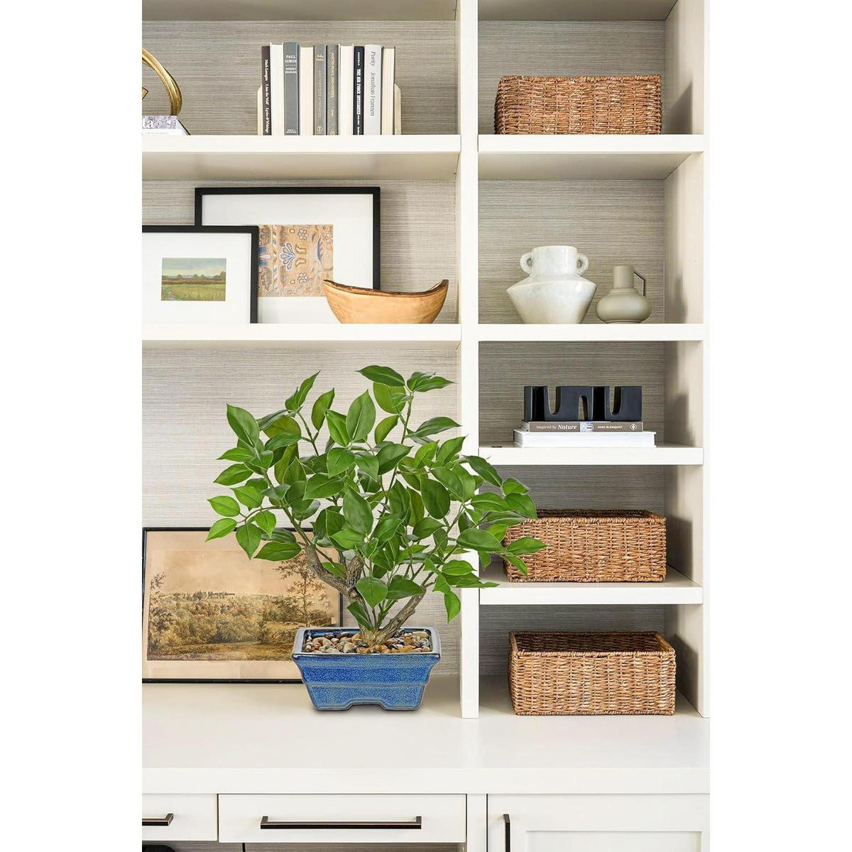 KUNSTPFLANZE Ficus 39 cm blau-grün - Blau, Kunststoff (35cm)