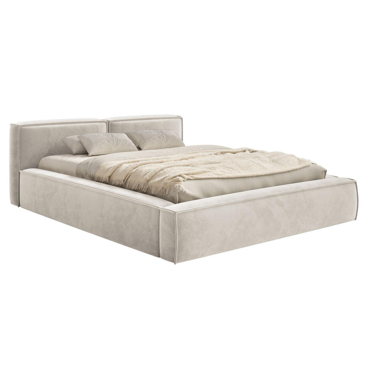 POLSTERBETT Tilves Slim Greige 200x200 cm - Taupe/Schwarz, Kunststoff/Textil (200/200cm) - Selsey