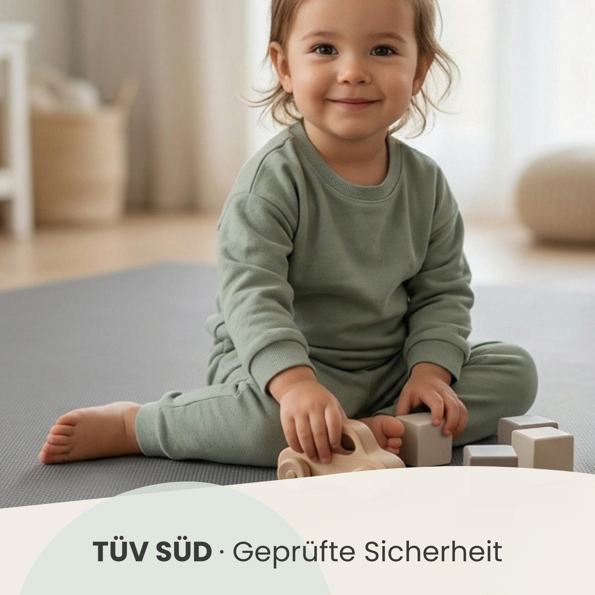 SPIELMATTE mit Rand - 180/90/1 cm Puzzlematte Grau - Grau, Kunststoff (30/30cm) - Littletom