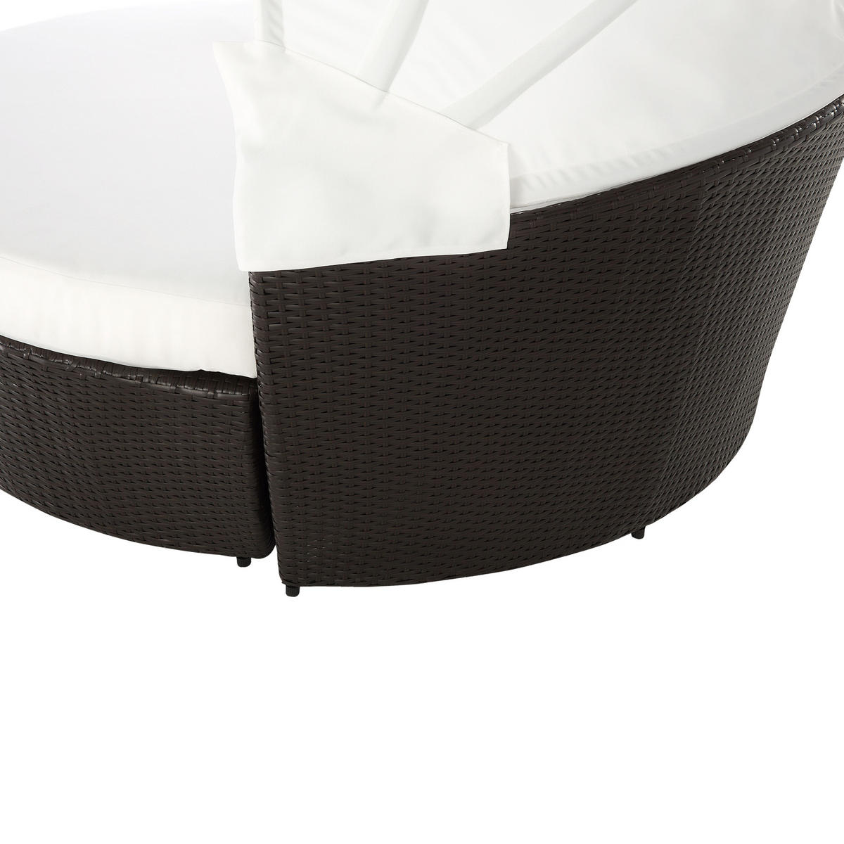 SONNENINSEL Rattan dunkelbraun Sonnendach cremeweiß SYLT LUX - Silberfarben/Weiß, Kunststoff (158/138/150cm) - Beliani