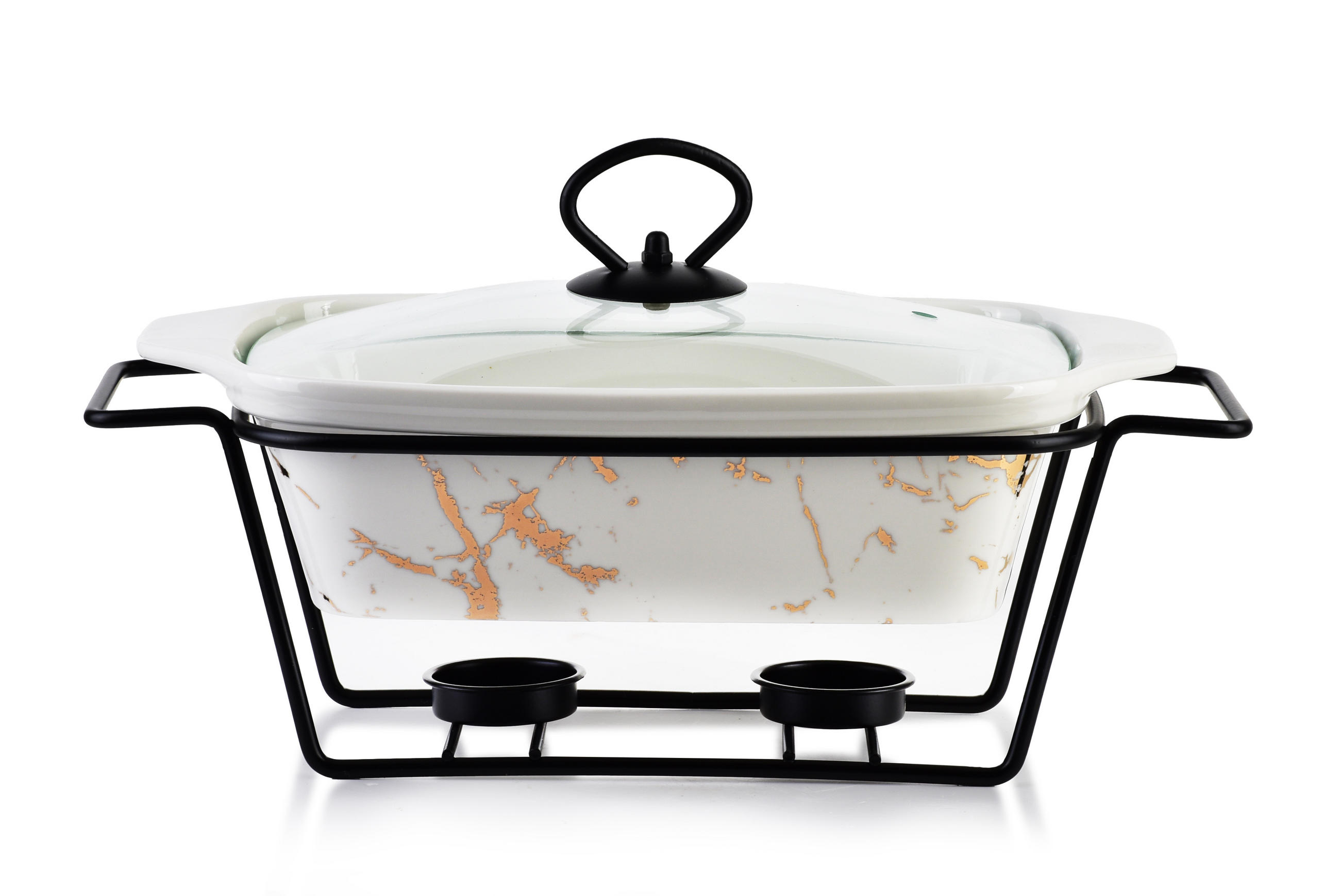 AUFLAUFFORM Modern Kitchen Weiß Gold 36/23/12 cm Keramik - Goldfarben/Weiß, Keramik (23/12/36cm) - Mondex