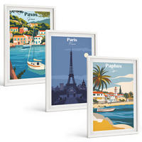BILDER SET 3er Set - 40x60 cm Weißer Rahmen - Küstenstädte und Architektur - Weiß, Kunststoff (40/60cm) - TULUP