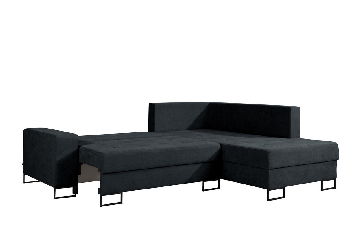 ECKSOFA mit Schlaffunktion Rechts Schwarz Chenille - 245x200 cm - Trevi - Schwarz, Holzwerkstoff/Textil (245/200cm) - Ravio