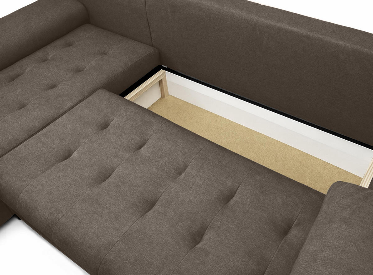 ECKSOFA L Form Manisa Braun 234/145/83 cm Links mit Schlaffunktion - Silberfarben/Braun, Kunststoff/Textil (145/234cm) - AX Living