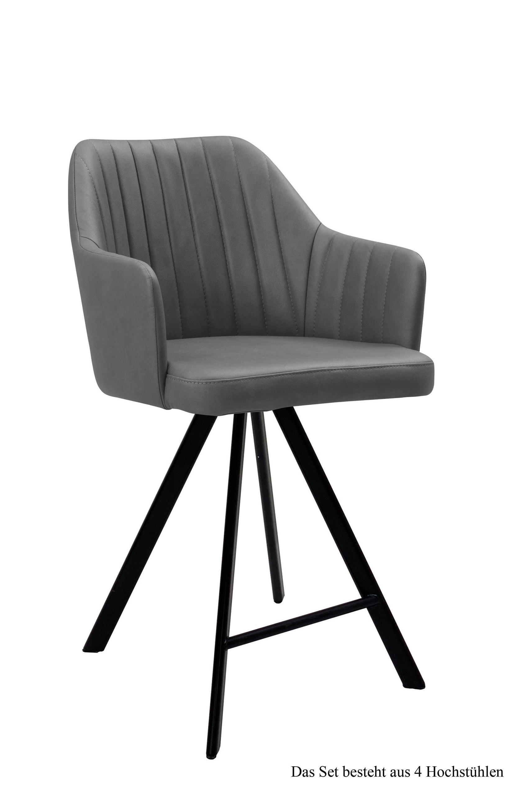 THEKENSTUHL (4er-Set) Demetra 58x98x60 Schwarz/Grau - Schwarz/Grau, Kunststoff (60/98/58cm) - 58aufmkessel