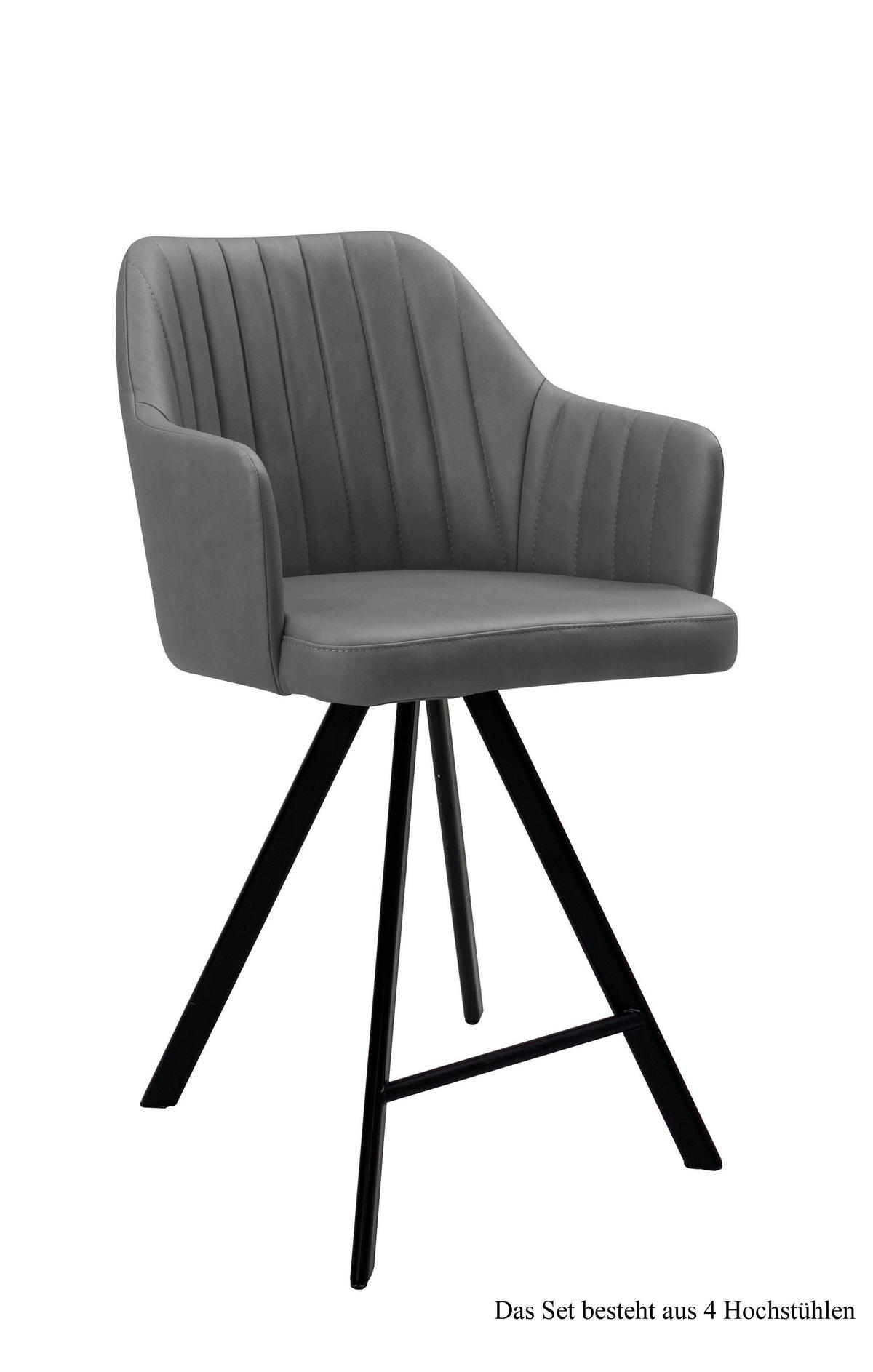 THEKENSTUHL (4er-Set) Demetra 58x98x60 Schwarz/Grau - Schwarz/Grau, Kunststoff (60/98/58cm) - 58aufmkessel
