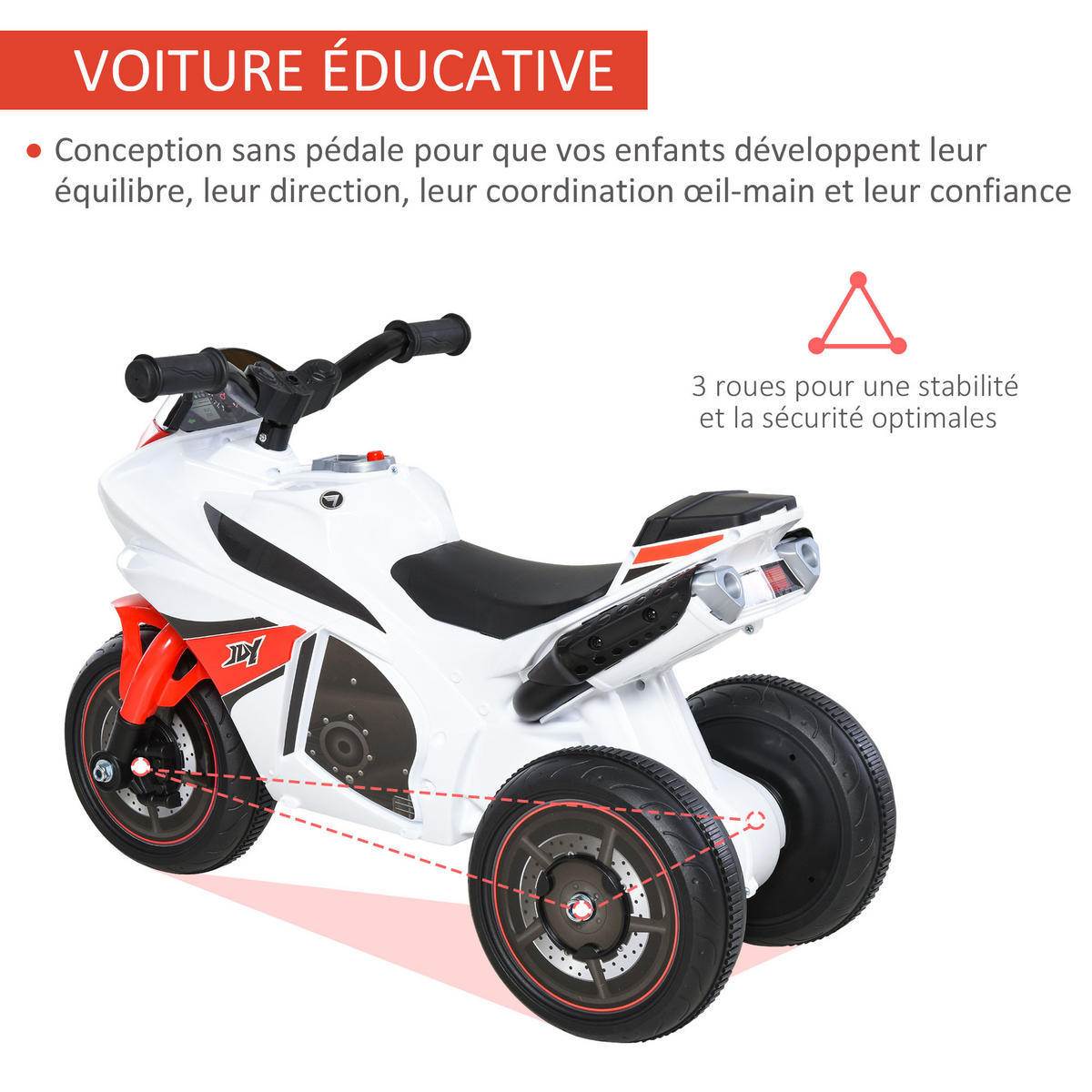 RUTSCHFAHRZEUG DE-16917 Moto de Course avec effets Rouge - Rot, Metall (74/39/48cm) - ComfortXL