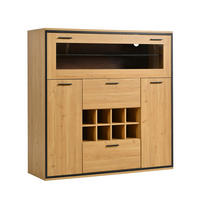WEINSCHRANK DE-38901 110/38/111 cm 2 Türen und LED-Beleuchtung Holz/Schwarz - Naturfarben, Holzwerkstoff (110/111/38cm) - ComfortXL