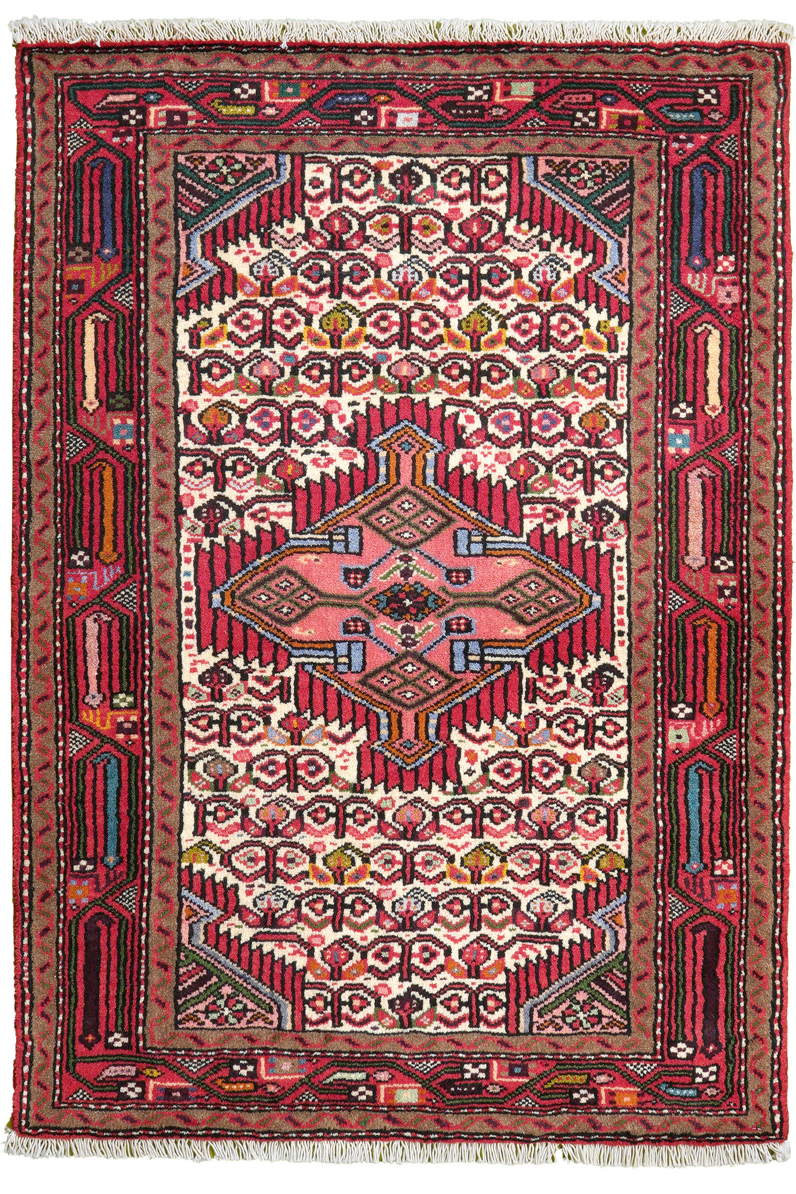 Looma Orientteppich Beige, Rot 80x116 cm