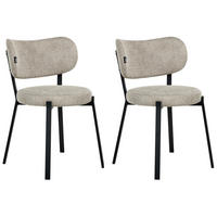 ESSZIMMERSTUHL 2er-Set Stoff Beige Bronte - Beige, Textil (49/76/46cm) - Beliani