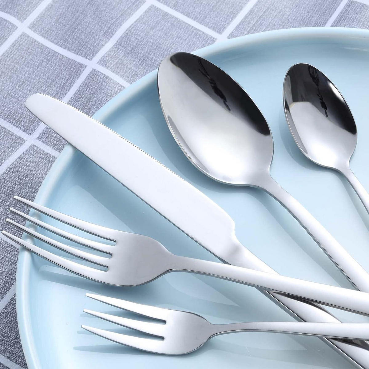 BESTECKSET 30-teilig Edelstahl Hochglanzpoliert Silber - Silberfarben, Metall
