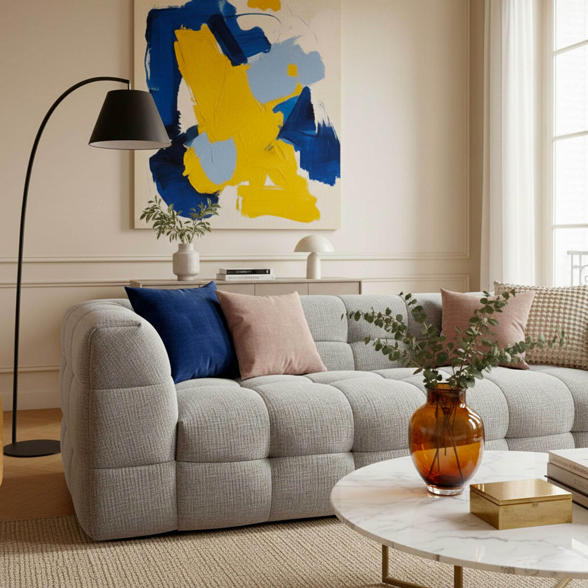 SOFA 3-Sitzer, Grau - Grau, Holz/Textil (228/69/102cm) - Oviala