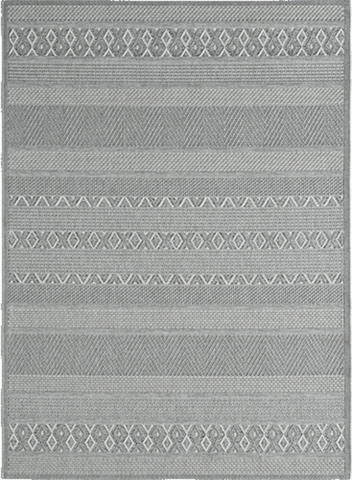 TEPPICH Flachgewebe ESERA Gestreift Polypropylen Grau 140 x 200 cm - Grau, Textil (140/200cm) - KADIMA DESIGN