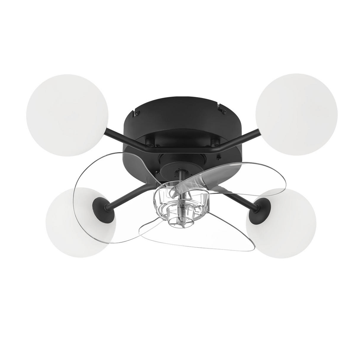 DECKENVENTILATOR mit Beleuchtung Palen 50/28/15 cm - Schwarz/Weiß, Kunststoff/Metall (50/28/15cm) - ZMH