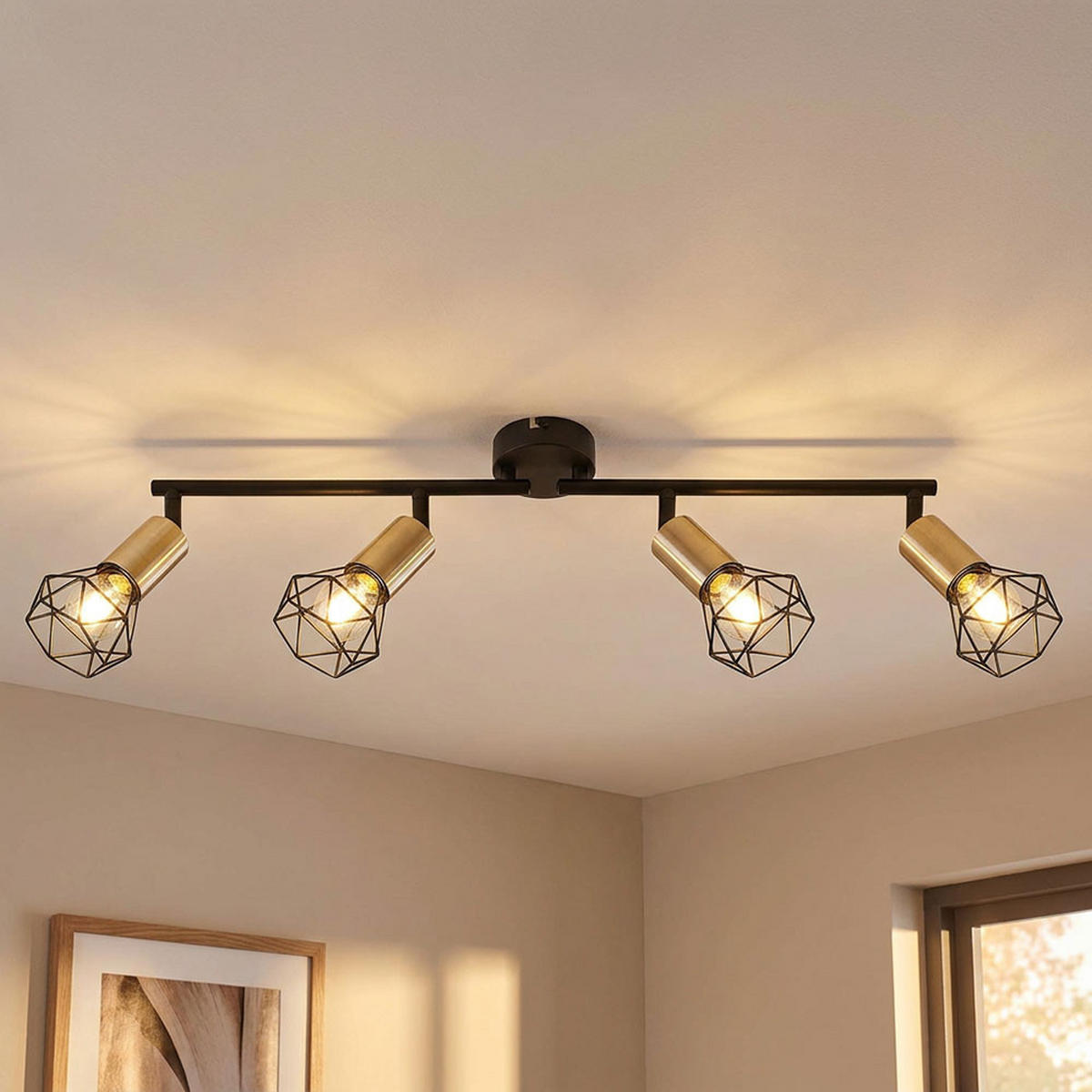 LED DECKENLEUCHTE XARA Metall Schwarz Altmessing - Schwarz, Metall (60/8/19.5cm) - Globo Lighting