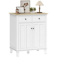 SIDEBOARD Weiß und Holzfarben, 2 Türen, 2 Schubladen, 76/48/91 cm - Weiß, Holz (76/91/48cm) - PANGIVO