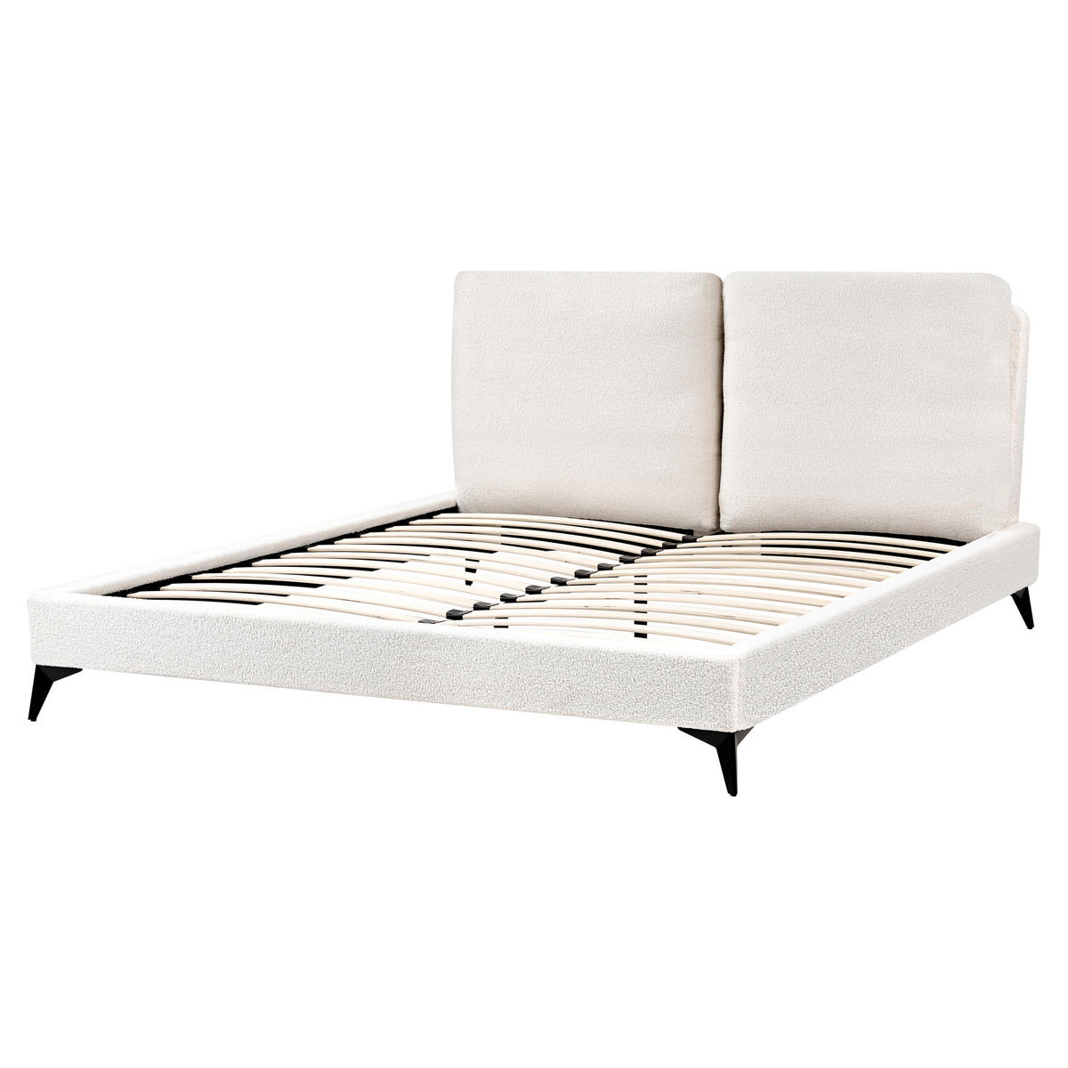 POLSTERBETT mit Lattenrost 160/200 cm Weiß Melle - Creme, Textil (160/200cm) - Beliani
