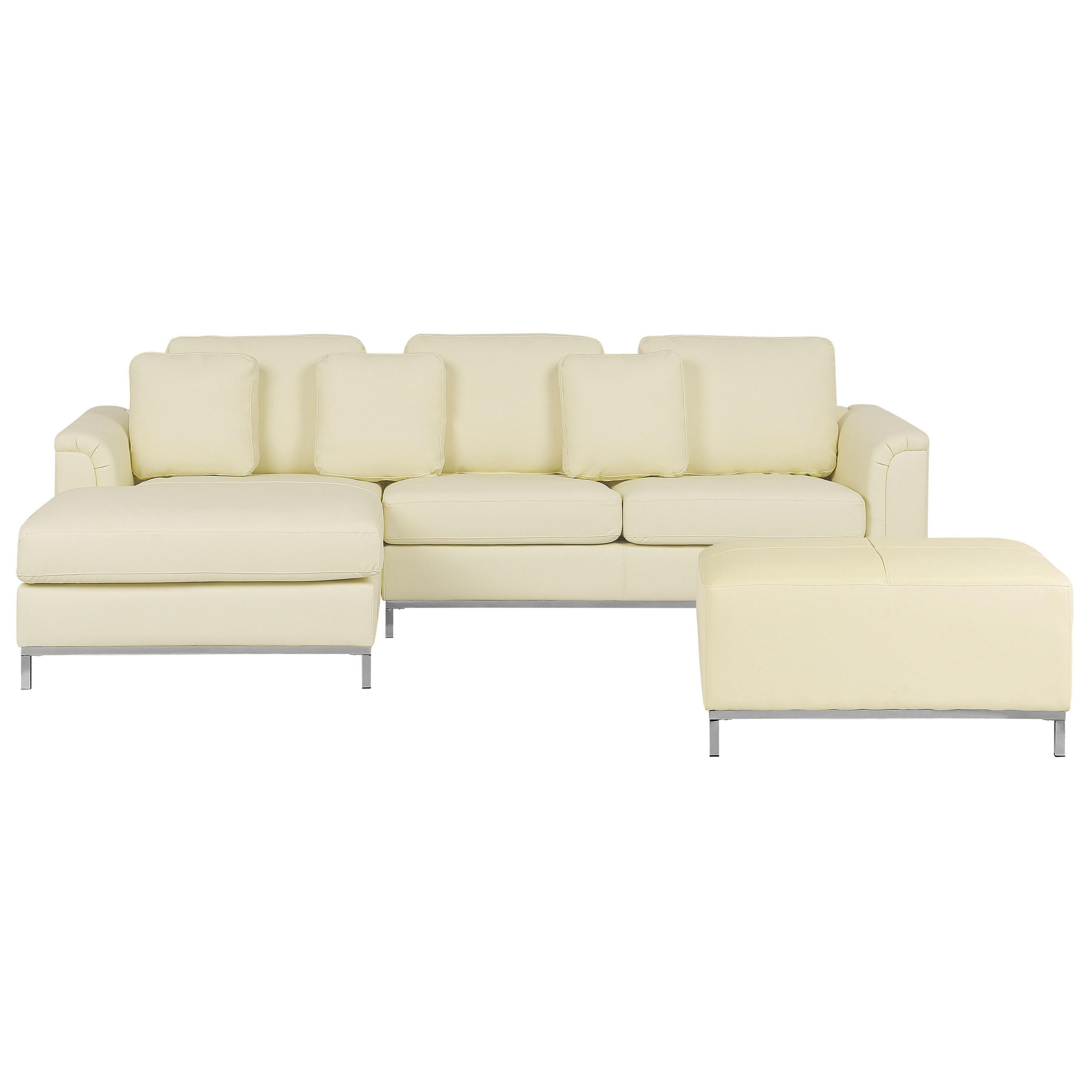 ECKSOFA linksseitig mit Ottomane Leder Beige Oslo - Beige, Leder (270/151cm) - Beliani