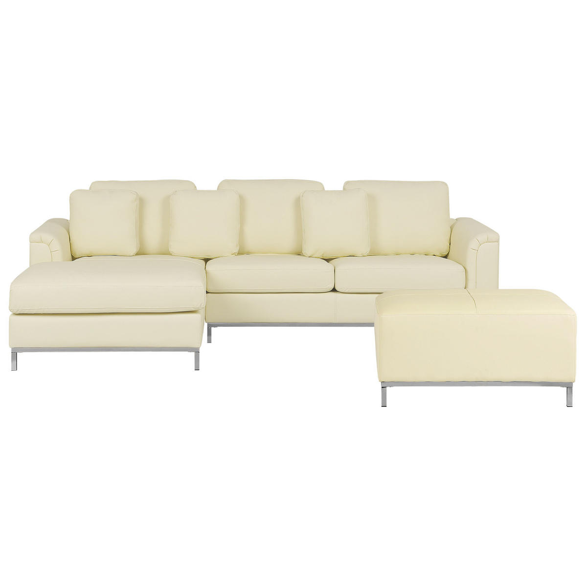 ECKSOFA linksseitig mit Ottomane Leder Beige Oslo - Beige, Leder (270/151cm) - Beliani