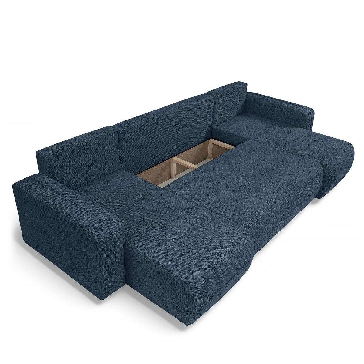 WOHNLANDSCHAFT - Blau/Schwarz, Kunststoff/Textil (312/82/145cm) - home24