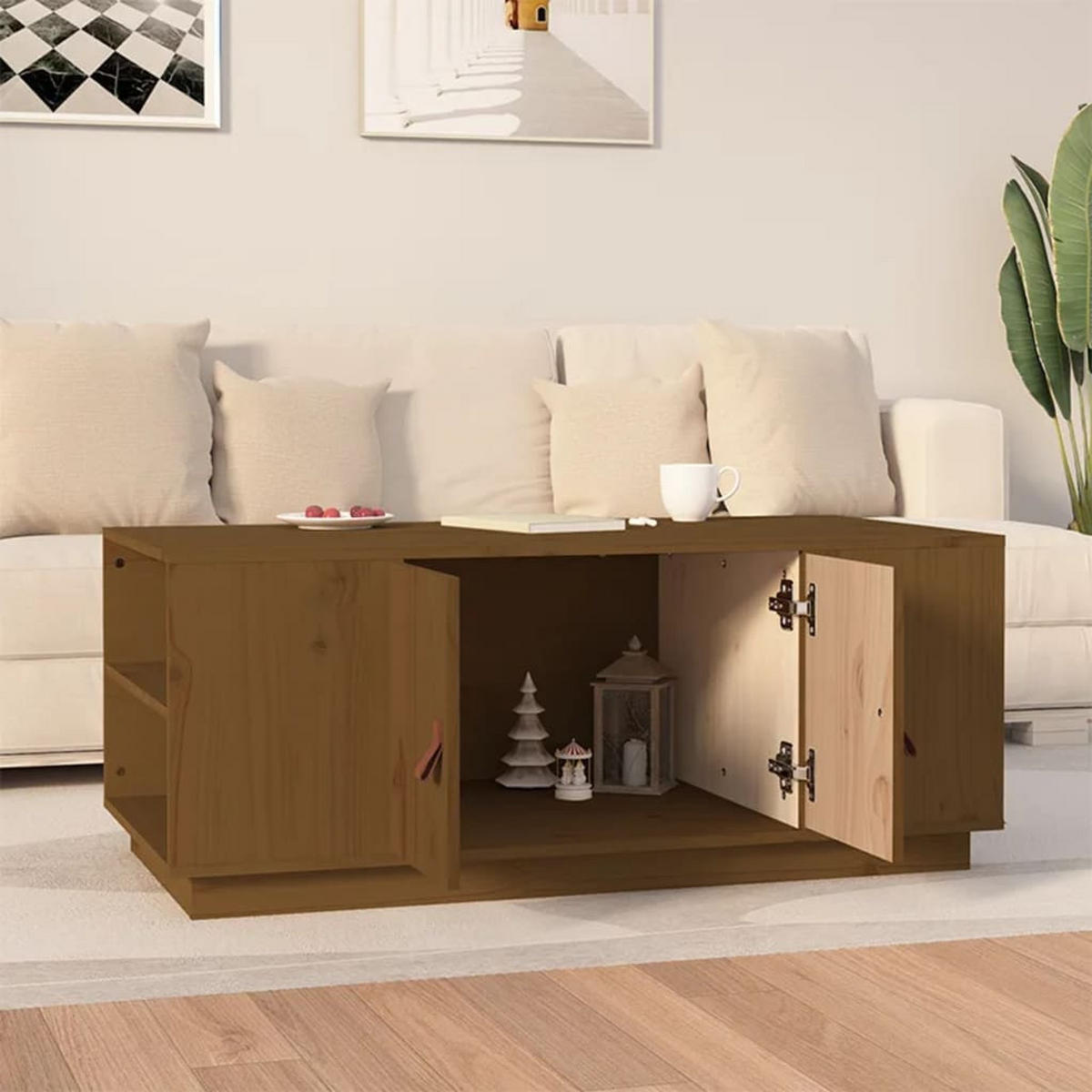 COUCHTISCH Honigbraun 100x50x41 cm Massivholz Kiefer - Braun, Holz (100/50/41cm) - furnicato