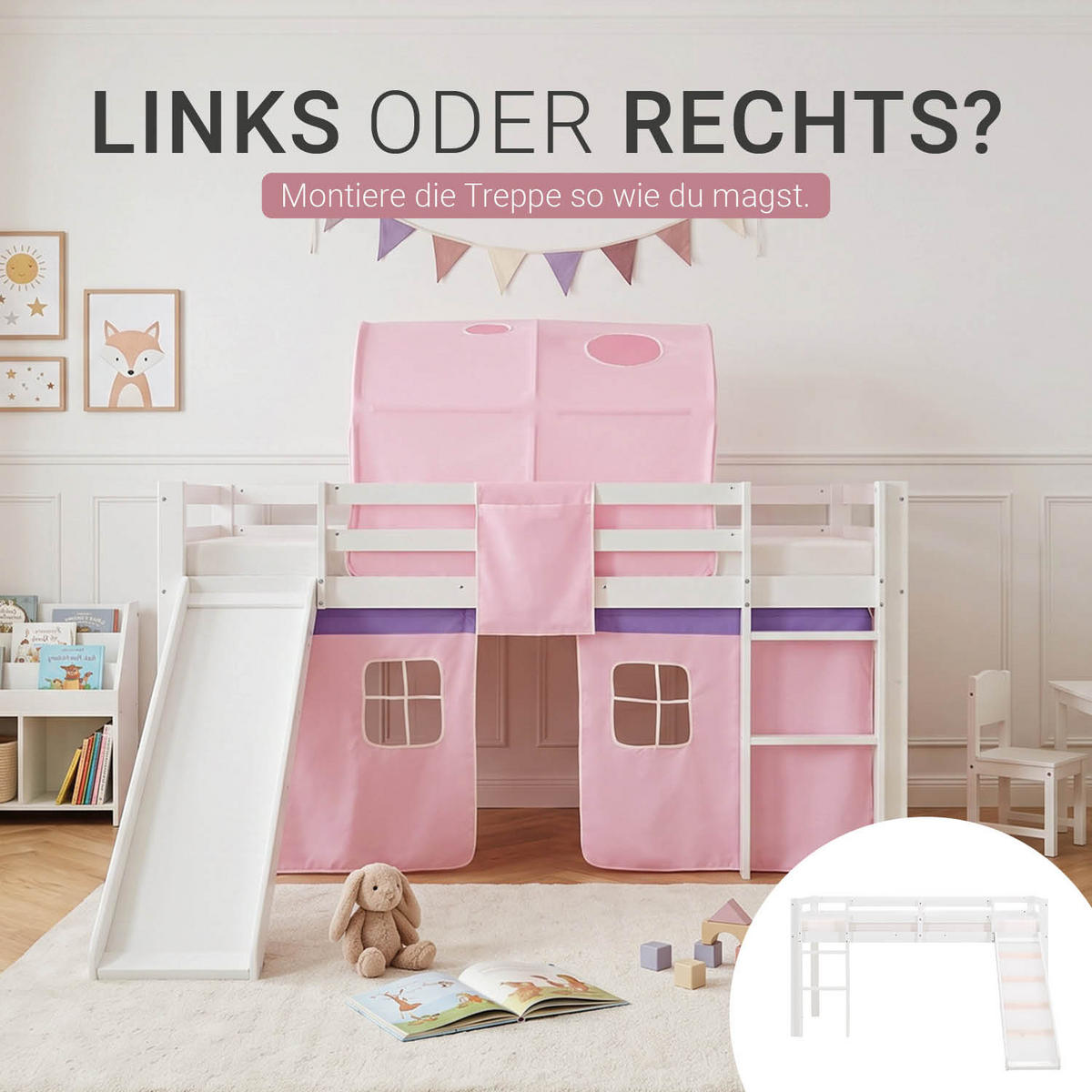 HOCHBETT Tunnel 90/200 cm Rosa - Weiß/Rosa, Holz (90/200cm) - Homestyle4u