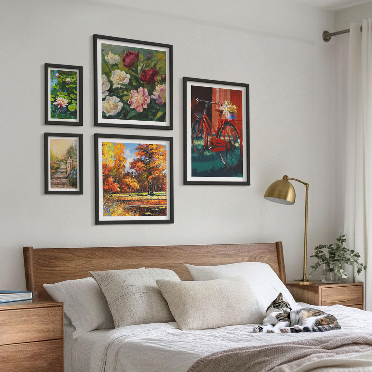 WANDBILDER 5er-Set - 50x50 cm & 20x30 cm & 40x60 cm Schwarzer Rahmen - Strand Holzsteg Klippen - Schwarz, Kunststoff (40/60cm) - ArtPrintCave