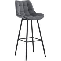 BARHOCKER Samt dunkelgrau - Dunkelgrau/Schwarz, Textil/Metall (47/106/52cm) - CLP