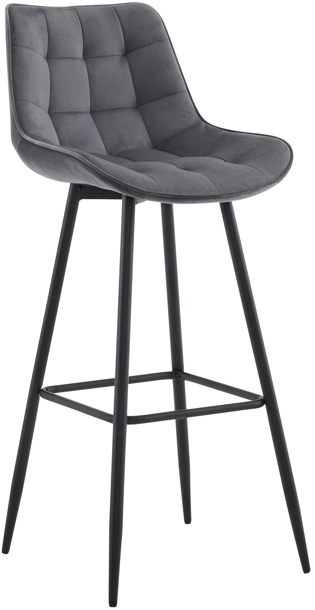 BARHOCKER Samt dunkelgrau - Dunkelgrau/Schwarz, Textil/Metall (47/106/52cm) - CLP
