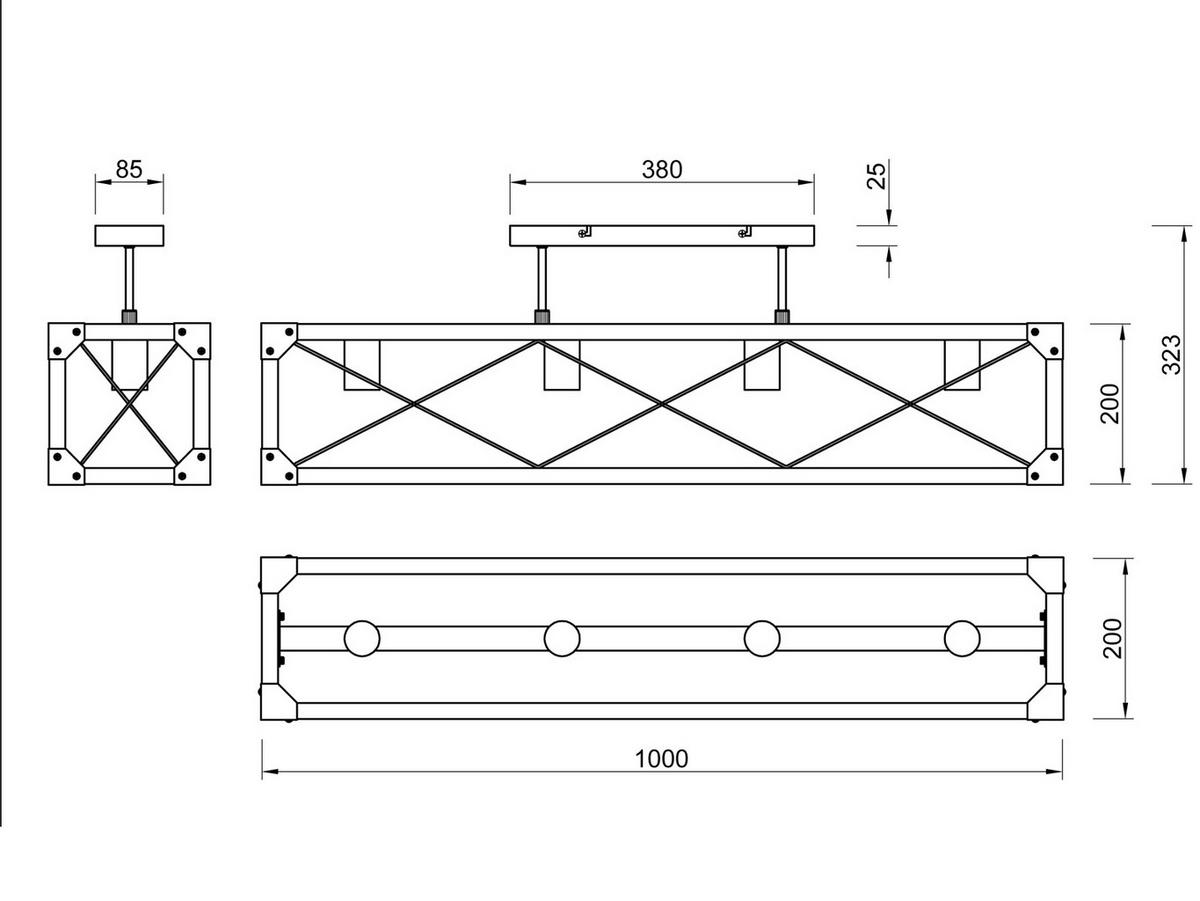 LED-DECKENLAMPE Breite 100cm, Holzbalken - Schwarz/Naturfarben, Holz/Metall (20/100/32cm) - meineWunschleuchte