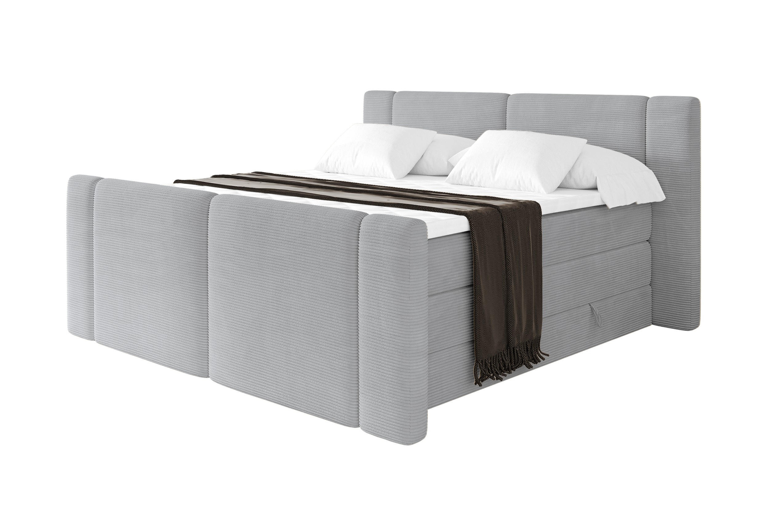BOXSPRINGBETT mit Matratze H3/H4 - EVON KING Zanozek - 140x200 cm Grau - Graubraun, Holzwerkstoff (140/200cm) - ALTDECOR