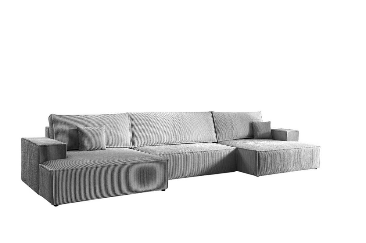 WOHNLANDSCHAFT Corunia - Blaugrau, Holzwerkstoff/Textil (398/70/148cm) - Fun Möbel