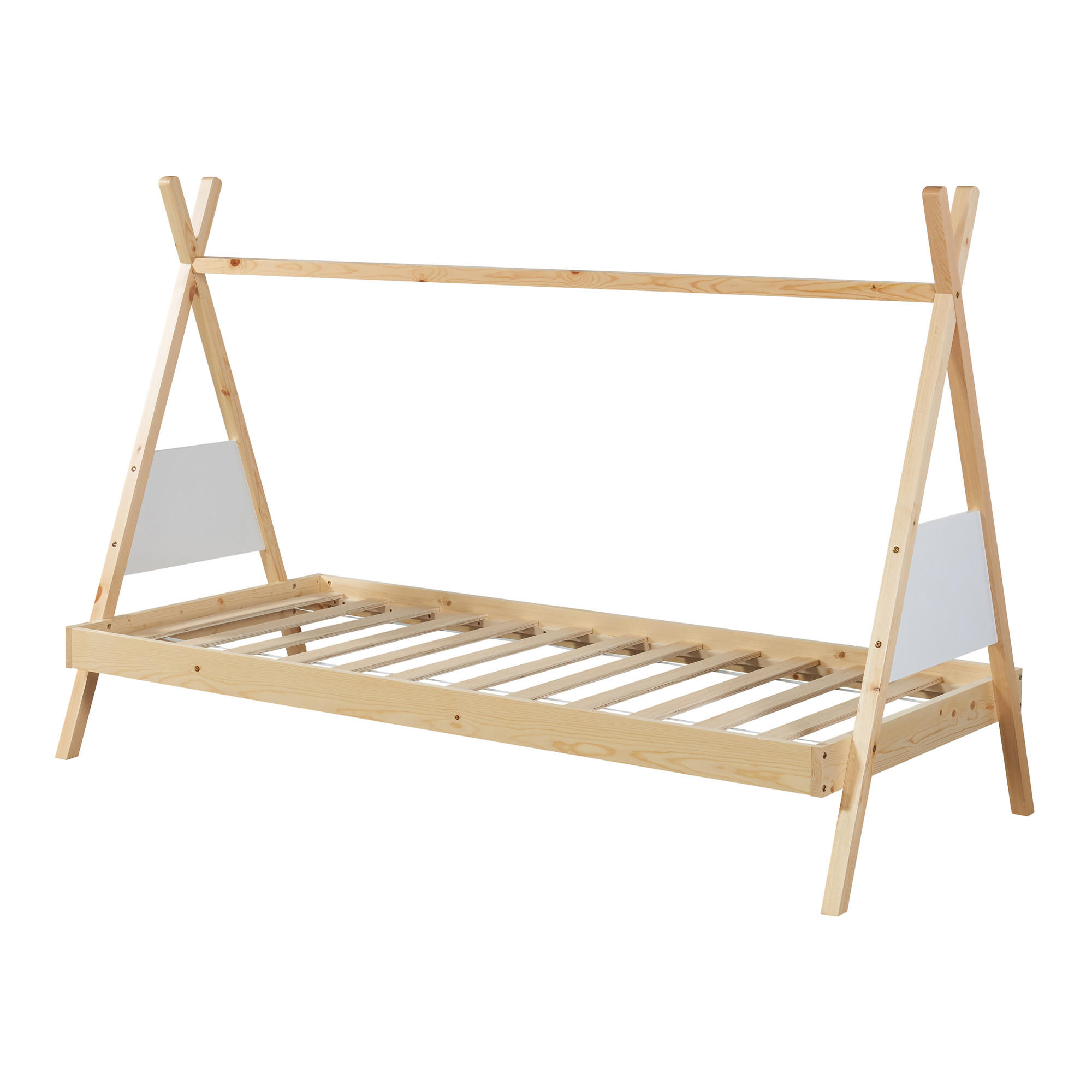 TIPIBETT Siikajoki - Naturfarben, Holz (90/200cm) - [en.casa]