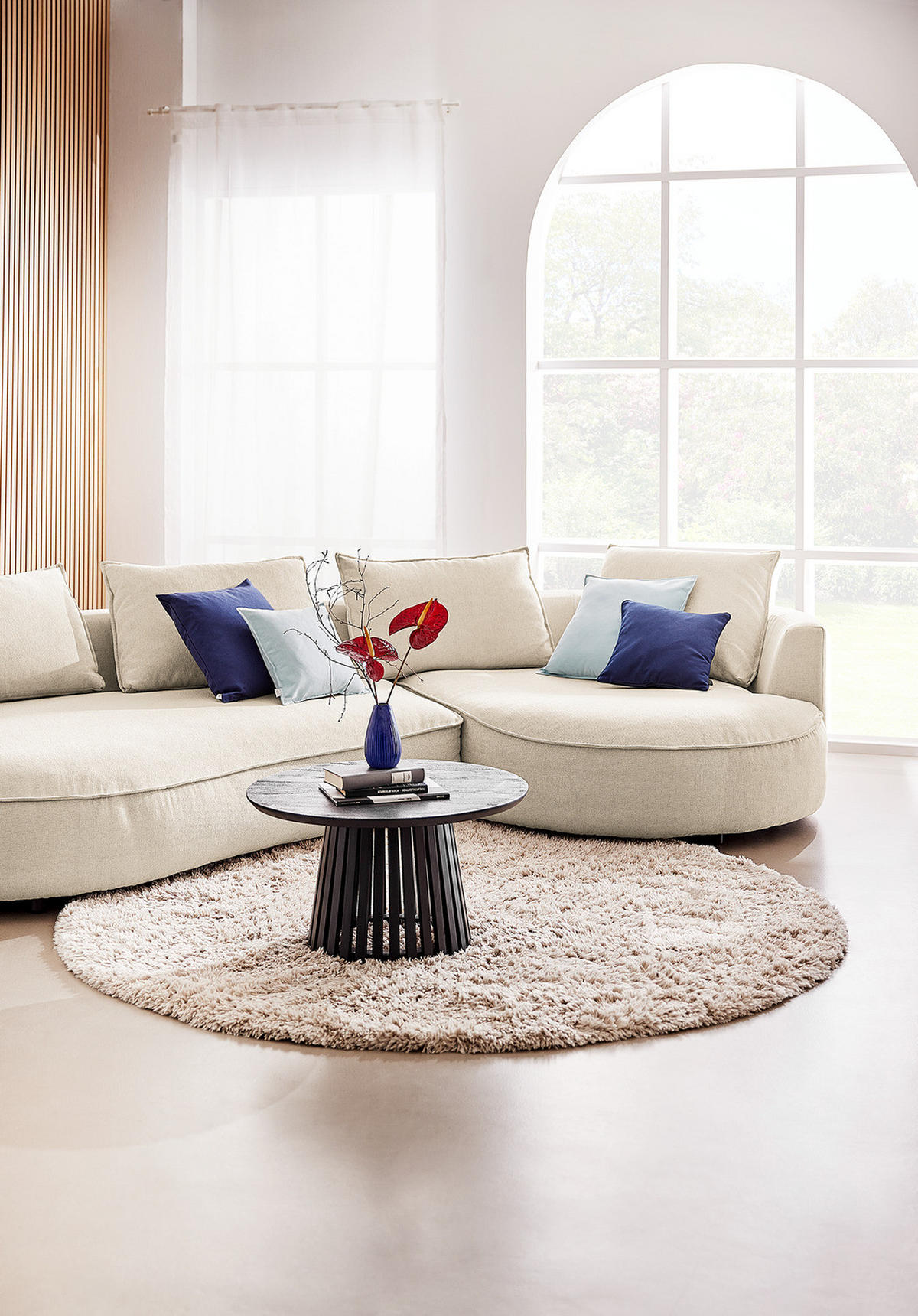 BIGSOFA - Beige/Schwarz, Kunststoff/Textil (322/82/154cm) - home24