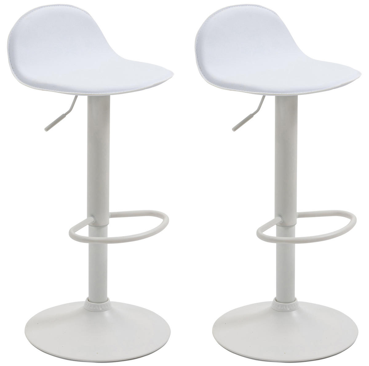 BARHOCKER 2er Set Lederlook weiß - Walnussfarben/Weiß, Textil/Metall (39/94/41cm) - CLP