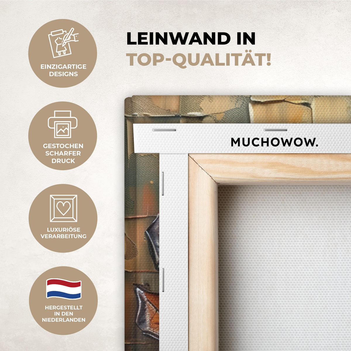 LEINWANDBILD Baum - Abstrakt - Natur - Kunst 20x20 cm - Goldfarben, Textil (20/20cm) - MuchoWow