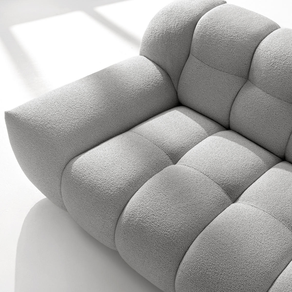 EINZELSOFA VENA Bouclé, Hellgrau - Hellgrau, Holz/Textil (225/72/105cm) - KONSIMO®