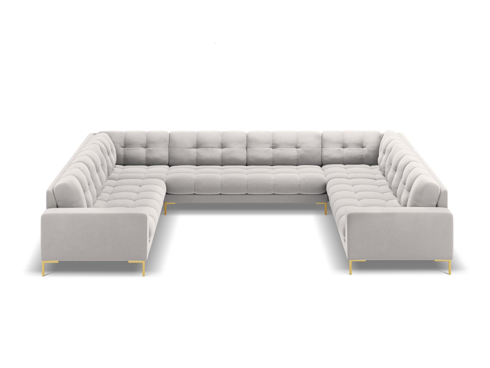 PANORAMASOFA Mamaia aus Samt silber 9 Sitzplätze - Silberfarben, Textil (256/75/337cm) - Micadoni