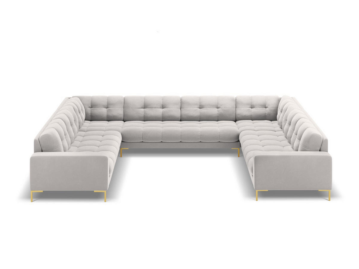 PANORAMASOFA Mamaia aus Samt silber 9 Sitzplätze - Silberfarben, Textil (256/75/337cm) - Micadoni