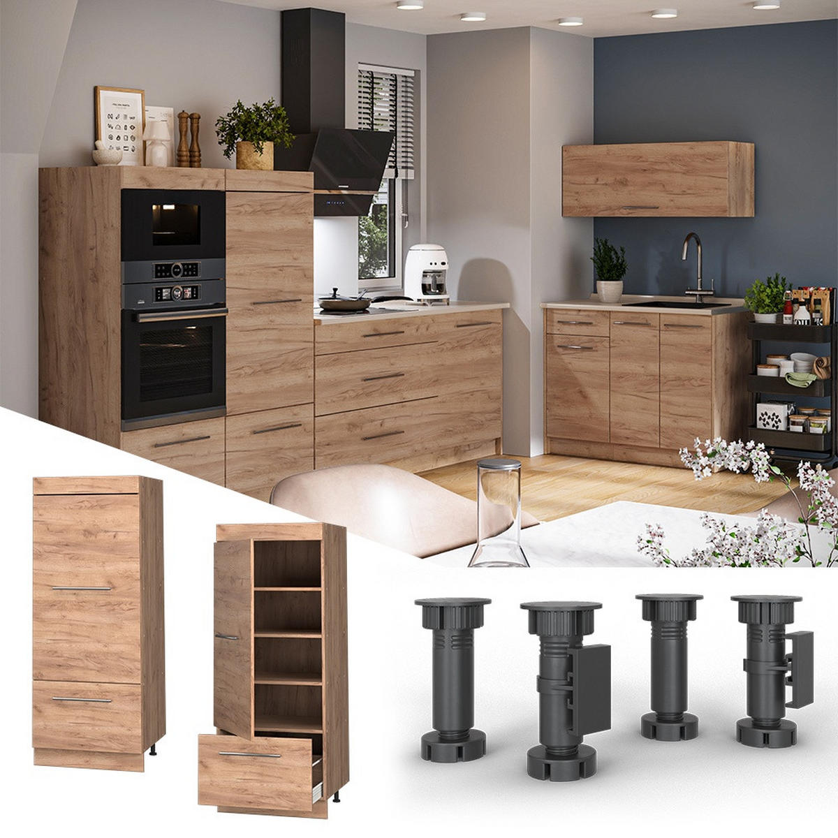 DULAP CĂMARĂ PENTRU BUCĂTĂRIE Fame-Line, Stejar auriu/Stejar auriu, 60 cm - stejar miere, compozit lemnos (60/153.6/58.1cm) - Vicco