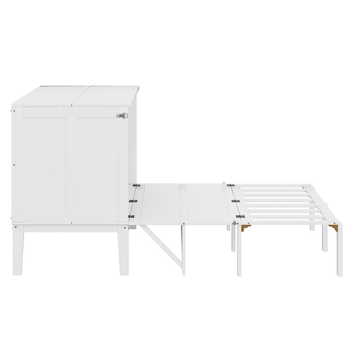 KREVET 140/200 cm s preklopnim zidnim dizajnom i prostorom za pohranu, Bijela - bijela, drvni materijal (140/200cm) - Redom