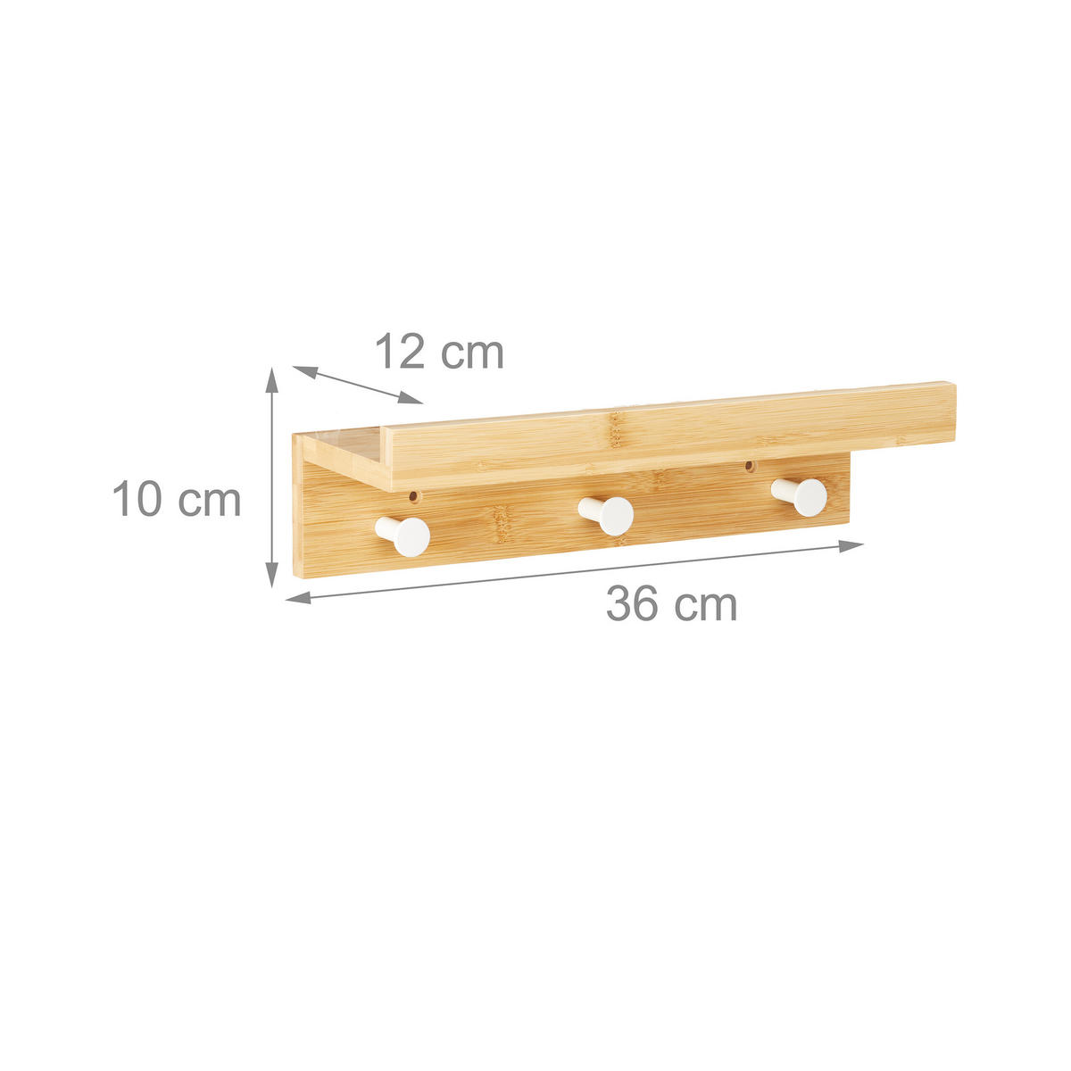 WANDREGAL - Hellbraun, Holz/Metall (36/10/12cm) - Relaxdays