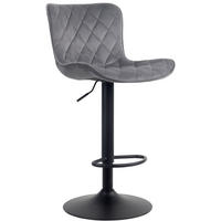 BARHOCKER Emil Samt dunkelgrau - Schwarz/Grau, Textil/Metall (48/107/54cm) - TPFLiving