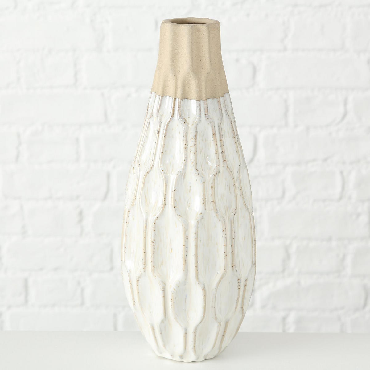 BLUMENVASE Malia 35 cm - Weiß, Keramik (35cm) - Boltze Home