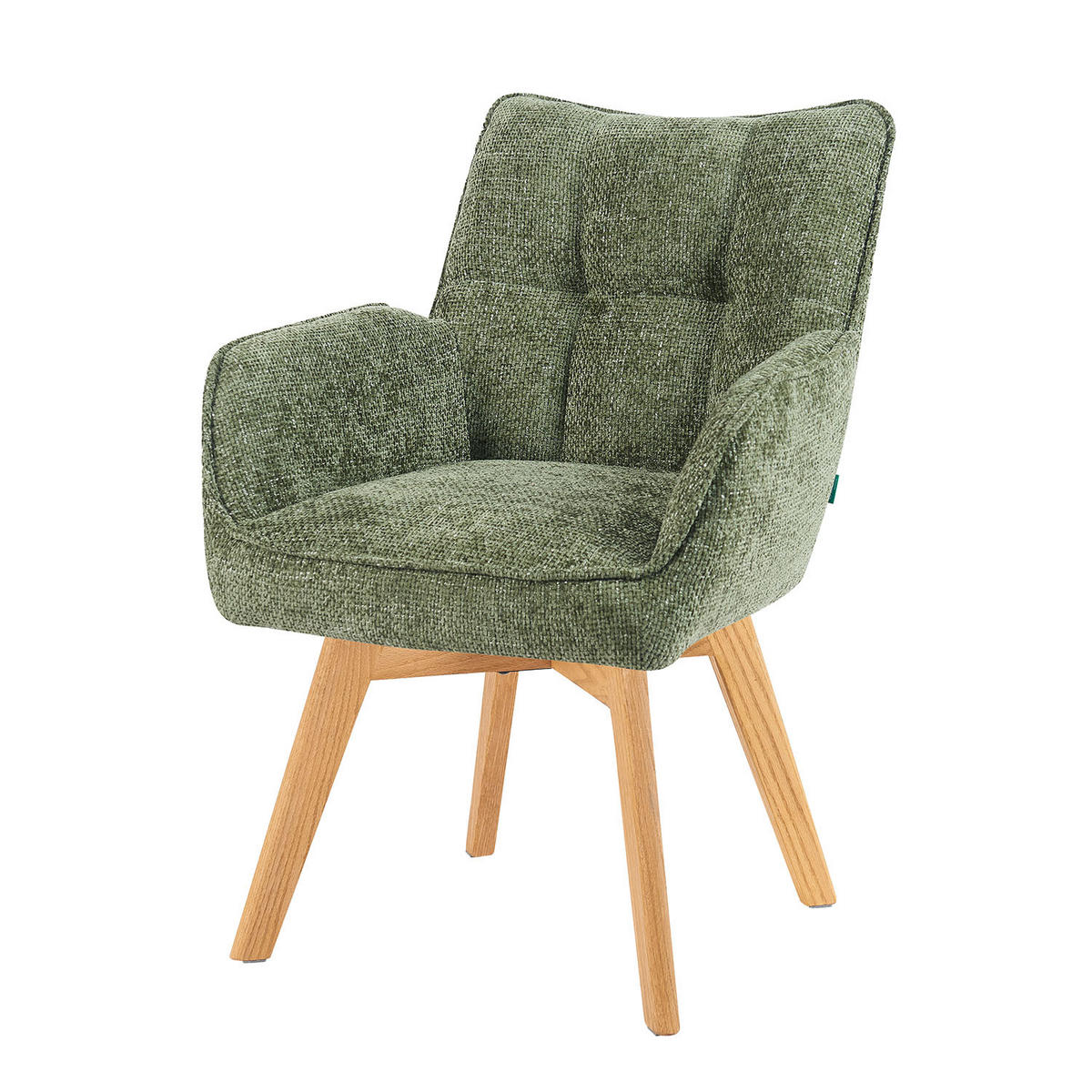 DREHSTUHL Mika-Ella - Honigeiche/Grün, Eichenholz/Holz (59/84/66cm) - DUBI Möbel
