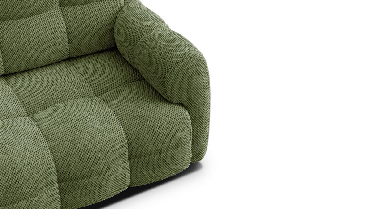 SOFA MELLOW 2,5-Sitzer, olive - Schwarz/Grün, Holz/Textil (183/87/98cm) - Courtois Laville