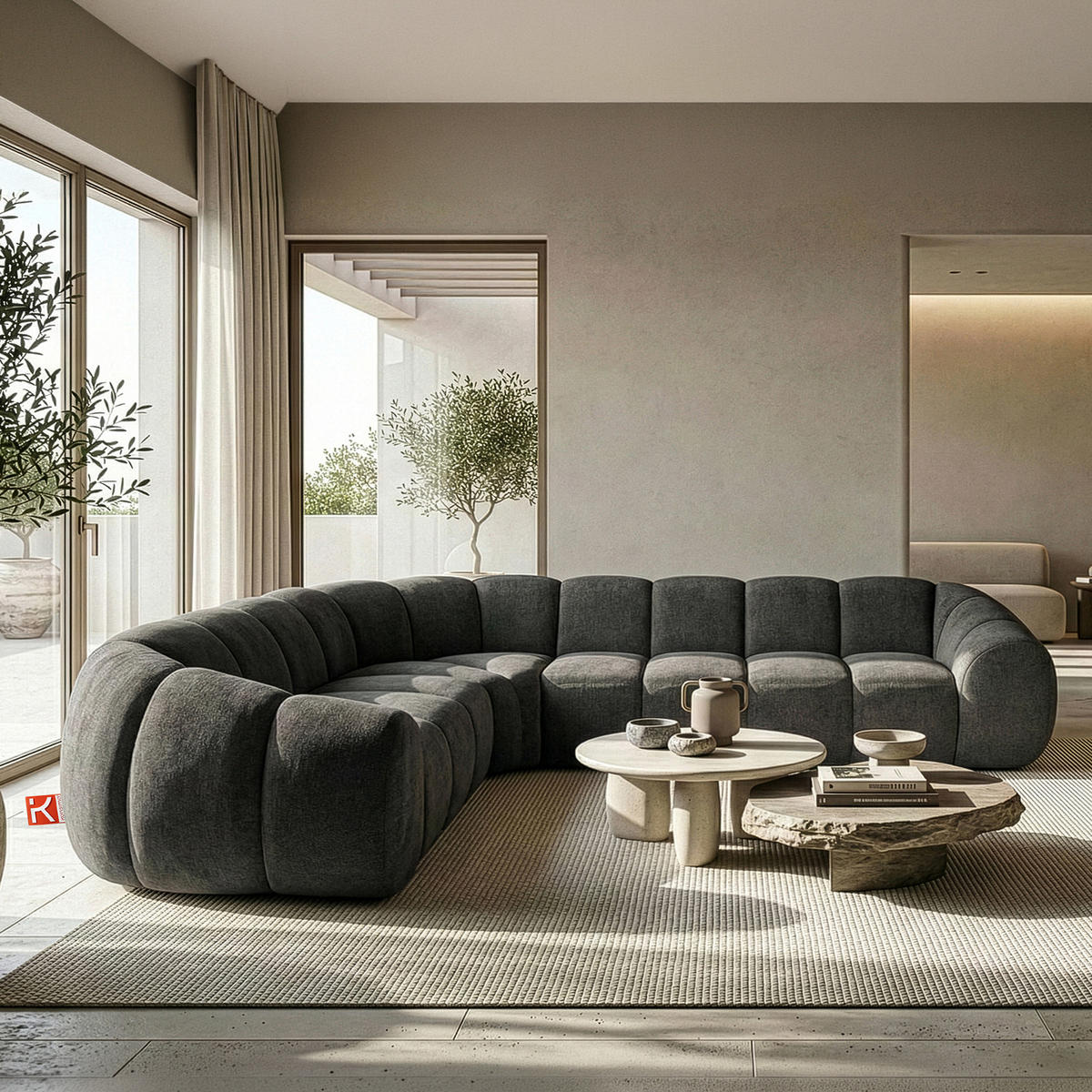 ECKSOFA LINKS FLAVA, Graphitfarben - Graphitfarben, Holz/Holzwerkstoff (310/270cm) - KONSIMO®